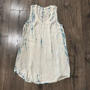 Pete & Greta White cream and Blue Sleeveless Top JW tie dye size small boho